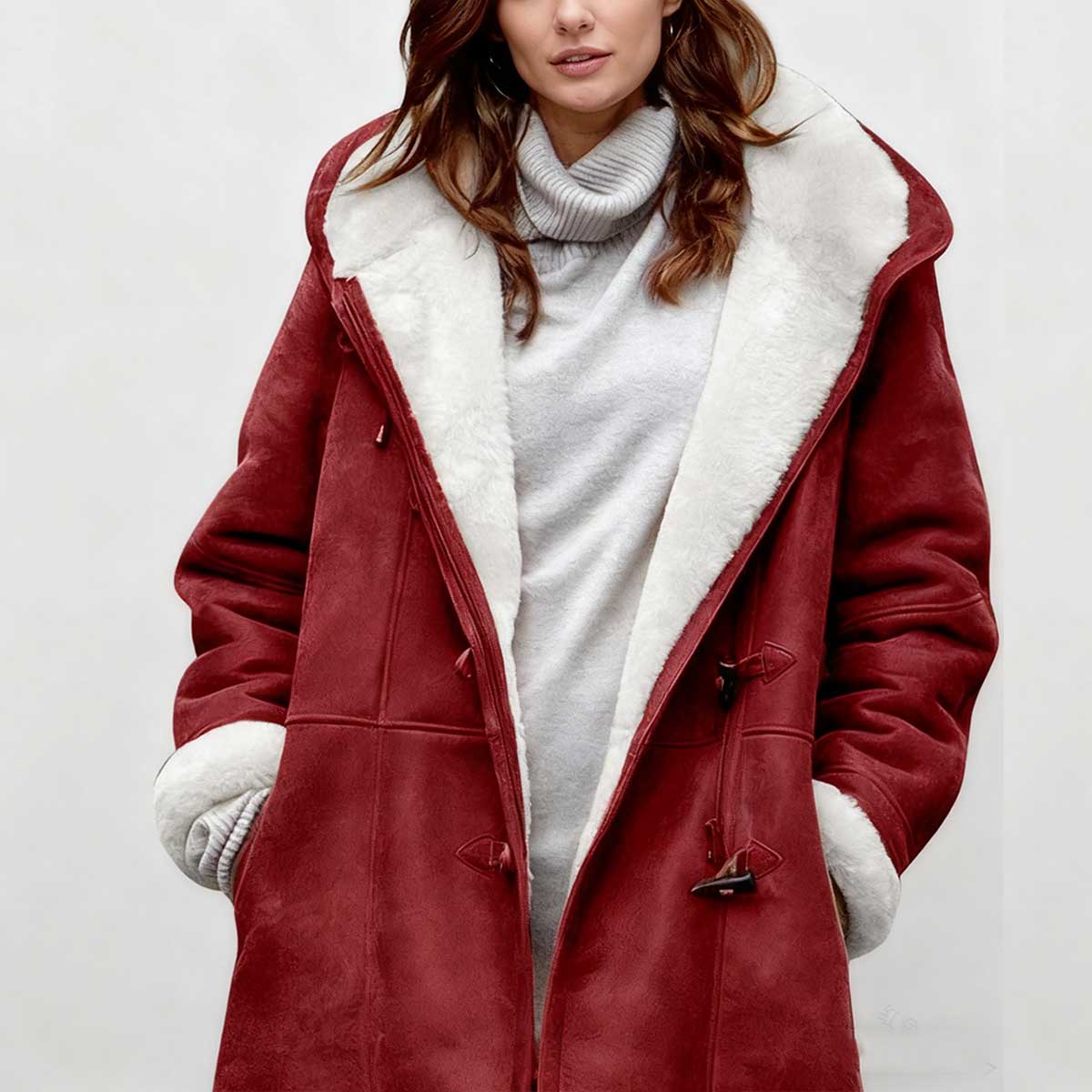 Moderna ženska jakna s vunenom kapuljačom iz 2025. 