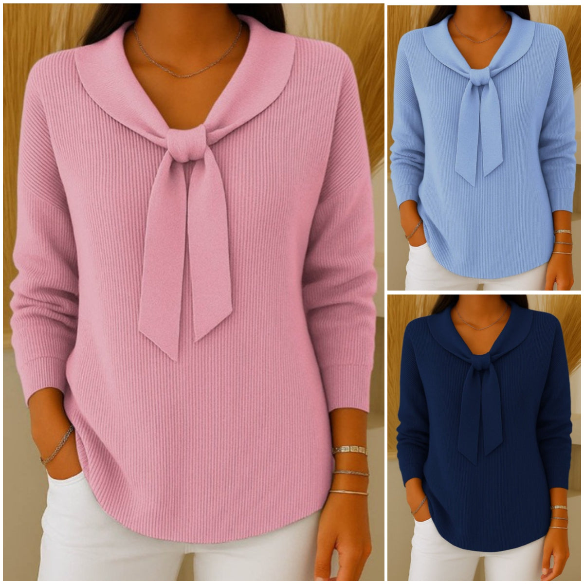 【S~5XL】Női pulóver egyszínű, kötéses detailszsel és hosszú ujjjal, laza és szabad illésű