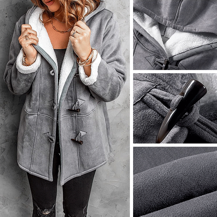 Moderna ženska jakna s vunenom kapuljačom iz 2025. 